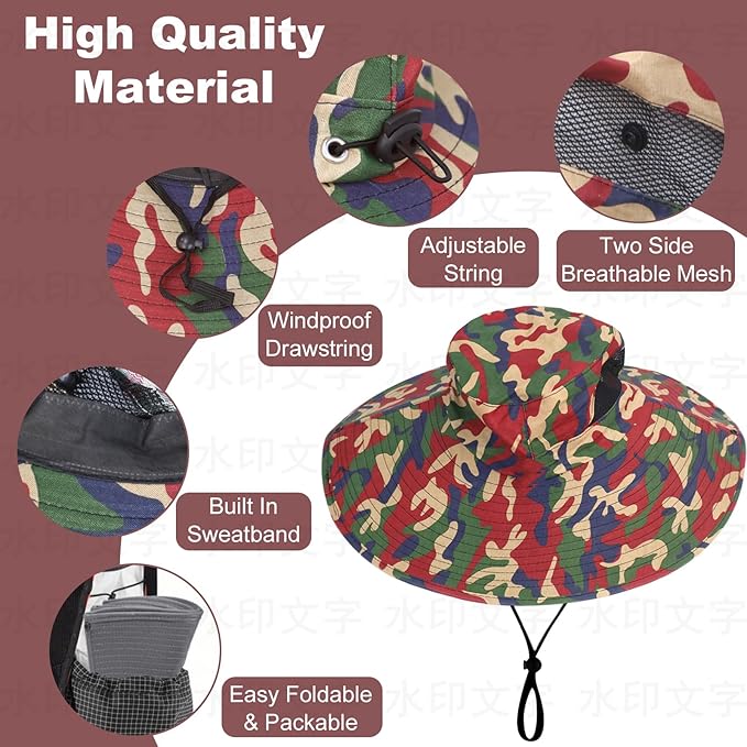 Super Wide Brim Fishing Hat for Men and Women,UPF50+ Waterproof Bucket Hat for Fishing, Hiking, Camping