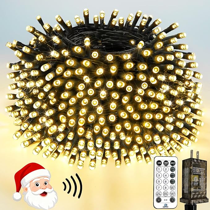 Voice Controlled Christmas Lights with Remote, 165 FT 500 LED String Lights Indoor Outdoor with 12 Modes 3 Timers, Dimmable Twinkle Light Plug in Waterproof for Xmas Tree Party Decor, Warm White