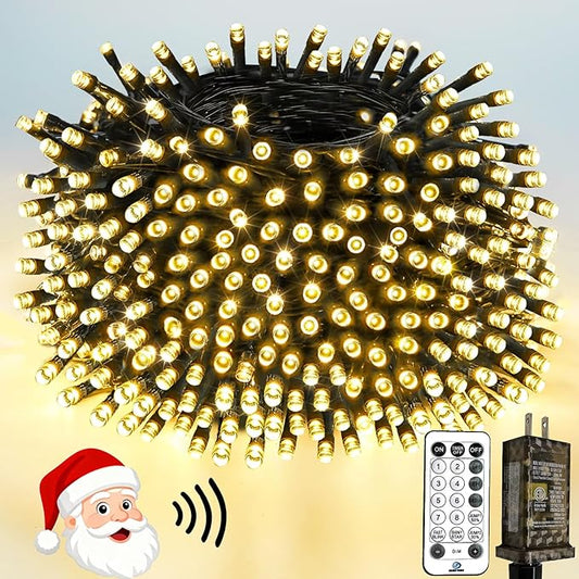 Voice Controlled Christmas Lights with Remote, 165 FT 500 LED String Lights Indoor Outdoor with 12 Modes 3 Timers, Dimmable Twinkle Light Plug in Waterproof for Xmas Tree Party Decor, Warm White