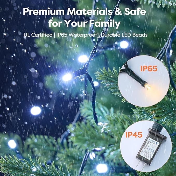 Christmas Tree Lights with Remote 400 LEDs Christmas Lights for Tree with 8 Lighting Modes, Timer and Memory Function, Indoor Outdoor String Lights for 6 ft-10 ft Xmas Tree Decorations(CoolWhite)