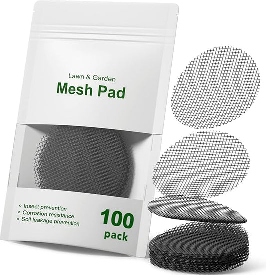 LE TAUCI Plant Pot Hole Mesh Pads, 2-Inch Round Flower Pot Drainage Covers, Prevent Soil Loss, Durable Reusable, Bonsai Bottom Grid Mat, Gardening Essentials, 100-Pack