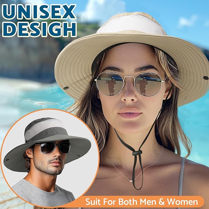 PFFY Sun Bucket Hats for Women Men UV Protection Wide Brim Fishing Hat Beach Outdoor Essentials
