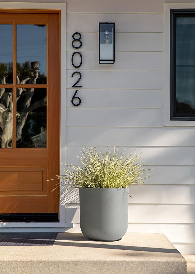 Veradek Round Lima Plastic Planter Pots for Indoor/Outdoor Garden Use, Gray, Suitable for Small to Large Succulent Plants, Flowers, Modern Interior Plants