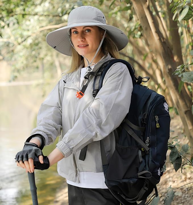 Wide Brim Sun Hat for Men Women UV Protection Ventilated Outdoor Bucket Fishing Hats Packable for Safari Hiking