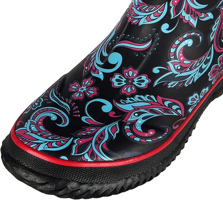 WTW Mid Calf Rain Boots for Women - Waterproof Insulated Neoprene Mud Boots Outdoor Hunting Garden Boots