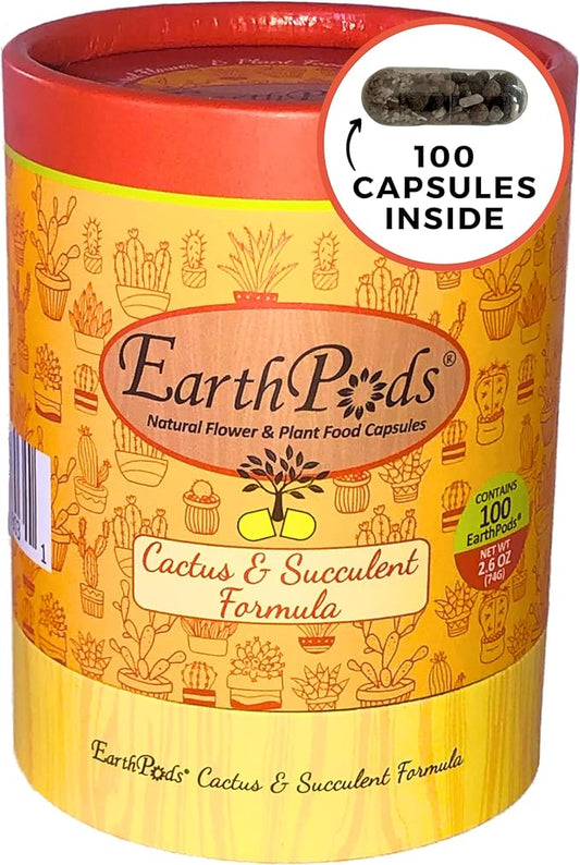 EarthPods® Organic Succulent & Cactus Fertilizer Spikes – 100 Plant Food Capsules - Made in USA