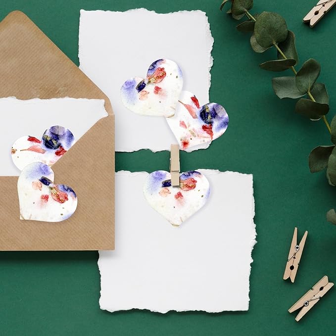 50 pcs Small Seed Paper – Pink and Purple Plantable Wildflower Hearts for Bridal Shower, Wedding Gift, Birthday, Mother's Day & Other Milestone Celebrations