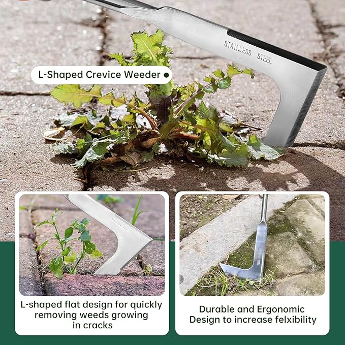 Hand Weeder Tool, 4 Pack Weed Puller Tool, Garden Stainless Steel Weeder Tool Hand Weeder Tool, Multi-Purpose Weed Remover Tool Weeding Tools for Garden Lawn Edger and Driveway