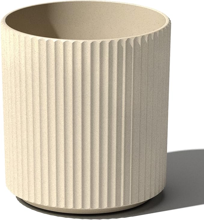 Veradek Demi Series Round Planter for Porch, Patio, Backyard | Durable Plastic-Concrete Material | Modern Décor for Tall Plants, Flowers