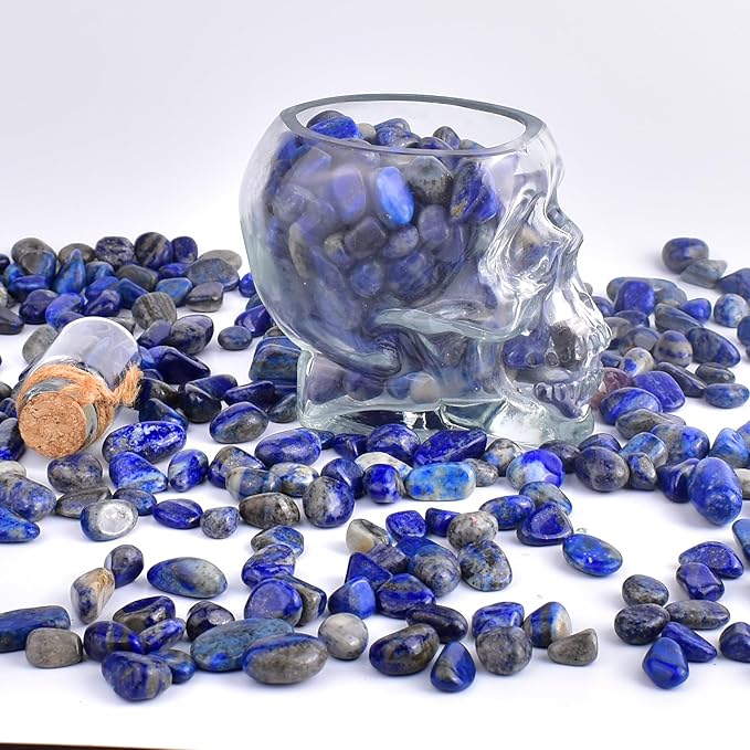 Polished Lapis Lazuli Crystals - 0.5" 10 oz Handpicked Natural Tumbled Gemstones Rocks, Pebbles for Reiki, Chakra, Healing Home Decor