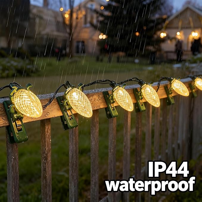 TW SHINE C9 Christmas Lights, 100 LED 66 FT Christmas String Lights Outdoor with 100 Spring Clips and Timer, Waterproof Connectable for Indoor Yard Xmas Tree House Decorations (Warm White)