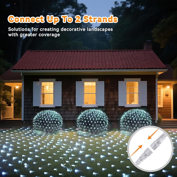 LitHome 21ft x 5ft Christmas Net Lights Outdoor, 360 LED Mesh Fairy String Lights with 8 Modes, Connectable Plug in Waterproof Mesh Lights for Bushes,Trees,Garden,Patio,Yard Decorations(White)
