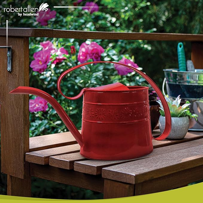 Headwind Willow Cayenne Red 0.5 Gallon Galvanized Decorative Metal Garden Watering Can for Indoor & Outdoor Plant Care – Vintage Gardening Plant Watering Can by Robert Allen
