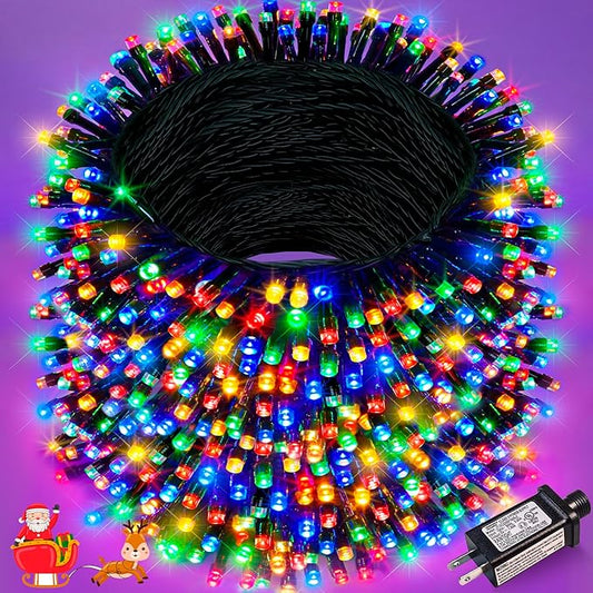 800 LED Christmas Tree Lights, 262FT String Lights for Outdoor Indoor, Waterproof 8 Modes Plug in Christmas Decorations Green Wire for House Patio Party Holiday Decorations, Multicolor