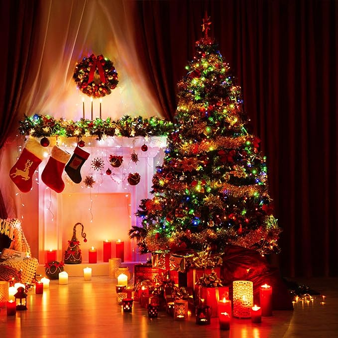 Christmas Lights 33ft 100 LED Battery String Lights with Timer Memory Function USB or Battery Powered Waterproof String Lights for Indoor Outdoor Decoration