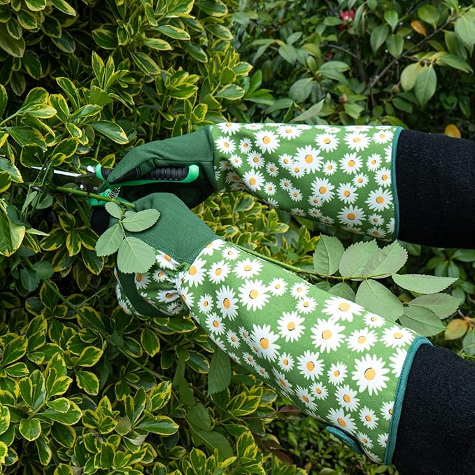 Gardening Gloves for Women Rose Pruning Thorn Proof Breathable Touchscreen Garden Gloves Long Forearm Protection Gauntlet Adjustable Flexible Working Gloves(Green, M)