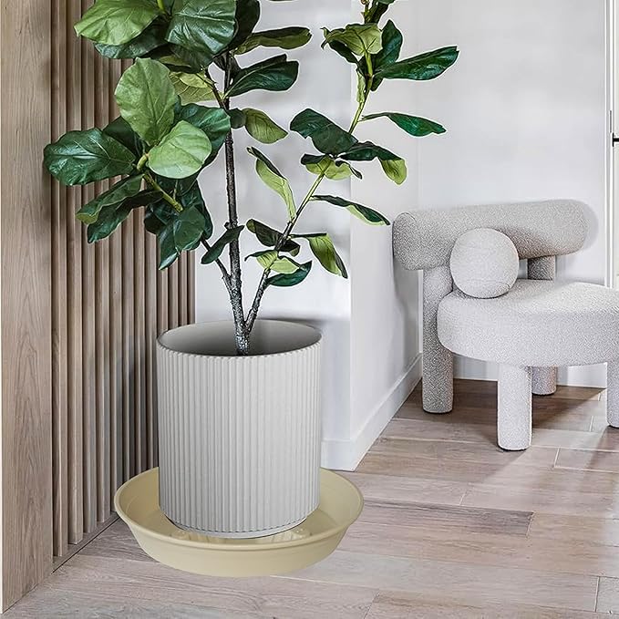 4 Pack Plant Saucer 8 inch, 10 12 14 17 inch, Plant Stand Plastic Plant Saucers for Indoors Outdoor, Heavy Duty Flower Planter Drip Trays for Pots, Pot Saucers for Plants, Grow Bags Saucers