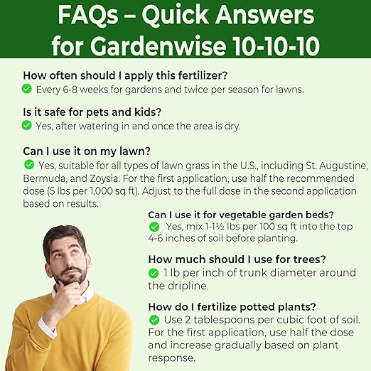 10-10-10 Plant Fertilizer Slow Release - 10 10 10 All Purpose Granular Garden Fertilizer for Vegetables, Tomato, Arborvitae, Shrubs, Rose, Flowers, Fruit, Fig Trees (4 QUARTS)