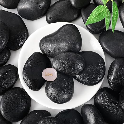 SIDONG 5 lbs Black River Rocks, 1.2-2 Inches Polished Pebbles for Indoor Plants, Aquarium Rocks Used in Fish Tank, Decorative Stones for Plants, Vases, Home Décor, Crafting, Garden Landscaping