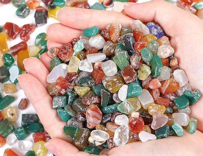 QINJIEJIE 0.9Lbs Multicolor Agate Rocks for Plant Decorative Succulent Pebbles Bulk Stones Terrarium Sand Small Turtle Rocks Fish Tank Decor Crystal Chips Aquarium Gravel Vase Filler for Planter