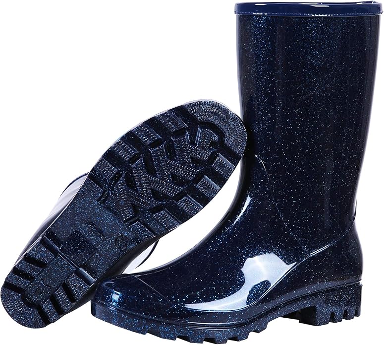 Evshine Women's Mid Calf Rain Boots Waterproof Garden Shoes