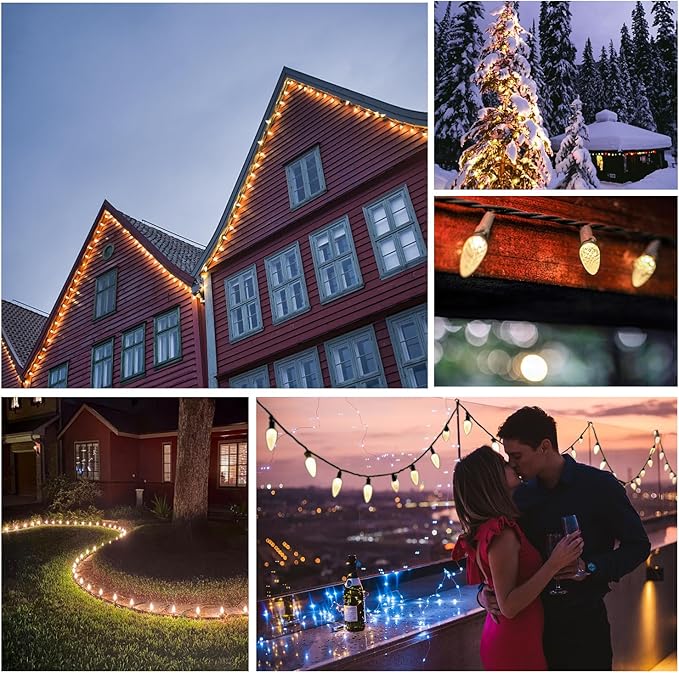 50 Pack C9 Led Replacement Christmas Light Bulb, Warm White C9 Shatterproof Led Bulbs for Indoor Outdoor Decorative String Light, E17 Base