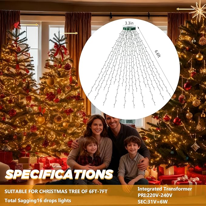 Christmas Tree Lights - 400 LEDs 6.6FT x 16 String Lights with Memory Function & 8 Modes, Fairy Lights with Remote Control & Timer for Christmas Tree Decorations - Warm White