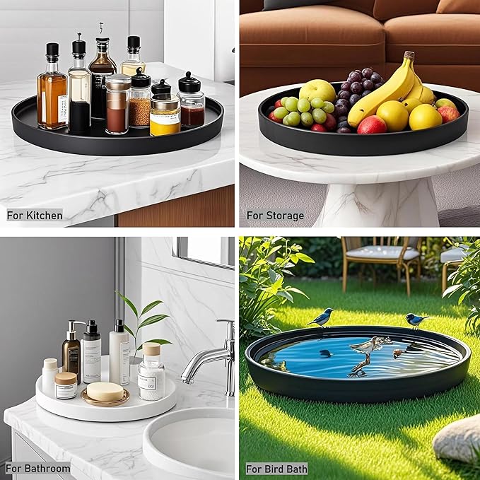 Ceramic Plant Saucer Black Deep Pot Tray - 1 Pack 15 inch, Planter Saucers Water Drip Trays for Indoors Outdoor, Thick Durable Sturdy Flower Pot Saucers for Glazing Pots Base(15"/13.5"-Size)