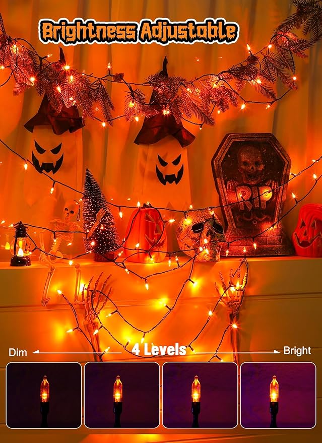 Halloween Decorations Orange Lights Indoor, 100 LED 39 FT Twinkle String Lights USB Powered with 8 Modes, Orange Light with Remote for House Window Holiday Party Xmas Halloween Decor