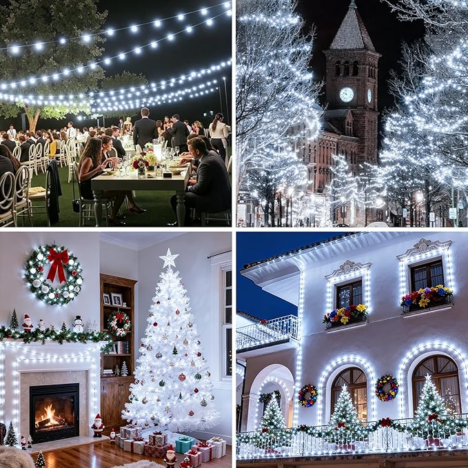 Mlambert 1500 LED Christmas Lights 492FT, Outdoor Waterproof Dimmable Fairy Lights with Remote, 8 Modes Indoor Lighting for Holiday Décor, Cool White
