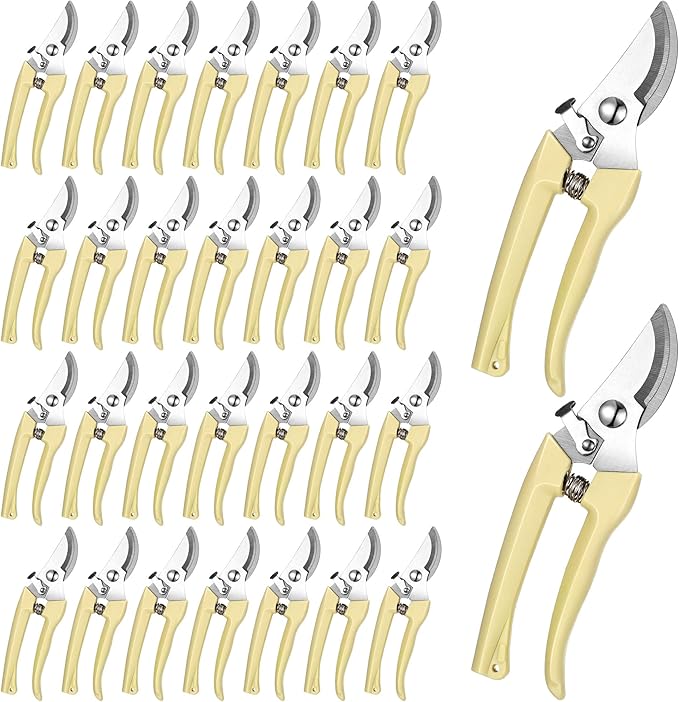 Chumia 30 Garden Flower Shears Pruning Scissors Heavy Duty Plant Scissors Trimming Garden Clippers Hand Tree Pruner for Yard Gardening Plants Hedge Flower Tree Cutting Secateurs (Beige)