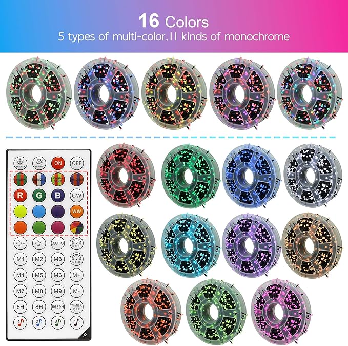 164 FT 500 LED Christmas Lights Outdoor, RGB Color Changing Lights with Remote & APP Control, 9 Modes Plug in Green Wire Fairy Lights for Indoor Outdoor Room Garden Christmas Tree Party Decor