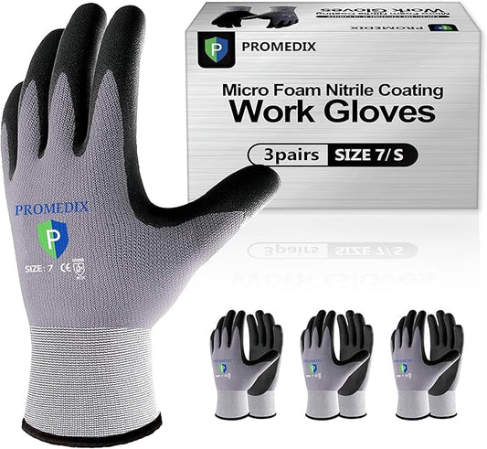 PROMEDIX P Nitrile Coated Work Gloves,MicroFoam Safety Work Gloves Men,Seamless Knit Nylon&spandex Gloves with Grip