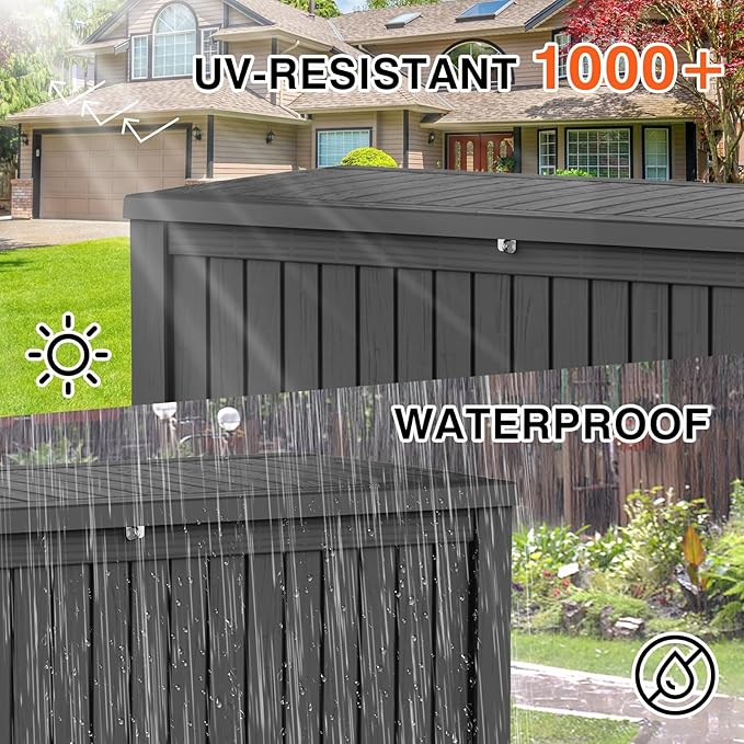 EasyUp 152 Gallon Deck Box Waterproof, UV Resistant Resin Outdoor Storage Box with Hydraulic Rod, Lockable Design and Enhanced Durability for Patio, Garden, and Poolside Use