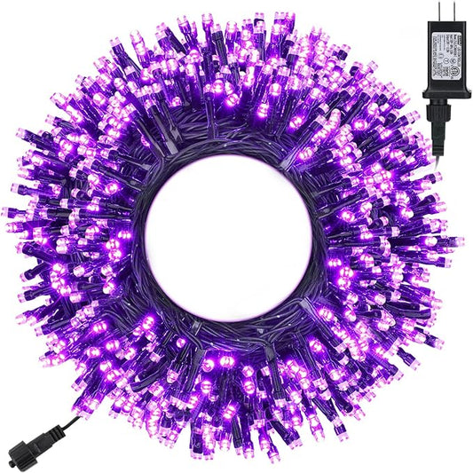Toodour Halloween Purple Lights, 131ft 350 LED Plug in String Lights with 8 Modes and Timer, Connectable, Waterproof Halloween Outdoor Lights for Home, Party, Garden,Holiday Decorations