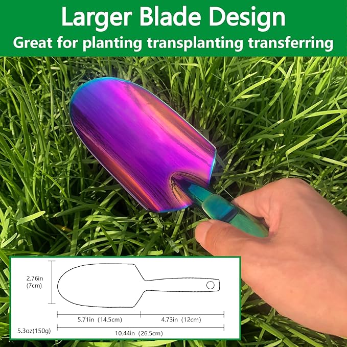 Garden Shovel - Gardening Hand Tool, Heavy Duty Garden Trowel, High Strength Alloy Steel for Planting Transplanting Transferring, Solid Metal Handle, Colorful