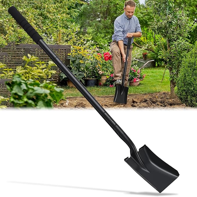 Shovel, Garden Shovels for Digging, Small Spade Square Trench Shovel with 43.3" Metal Handle,Mini Transfer Small Flat Shovels for Gardening,Planting,Digging,Landscaping,Camping,Kids Sand Beach Shovels