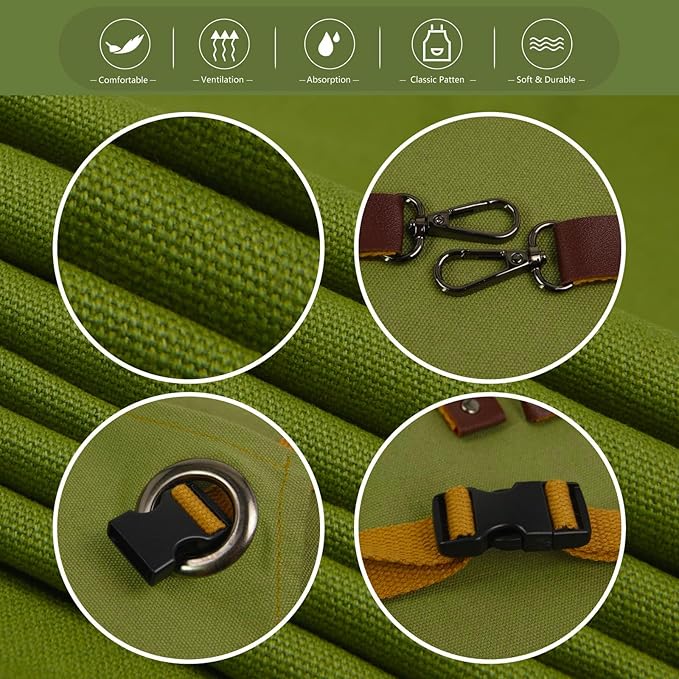 10 Pack Kitchen Aprons, Work Apron, Canvas, Multiple Pockets, Gardening, Painting, BBQ, Artist, Carpenter, Sizes M to XXL, Olive