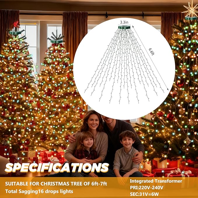 Christmas Tree Lights - 400 LEDs 9.8FT x 16 String Lights with Memory Function & 8 Modes, Fairy Lights with Remote Control & Timer for Christmas Tree Decorations - Multicolor
