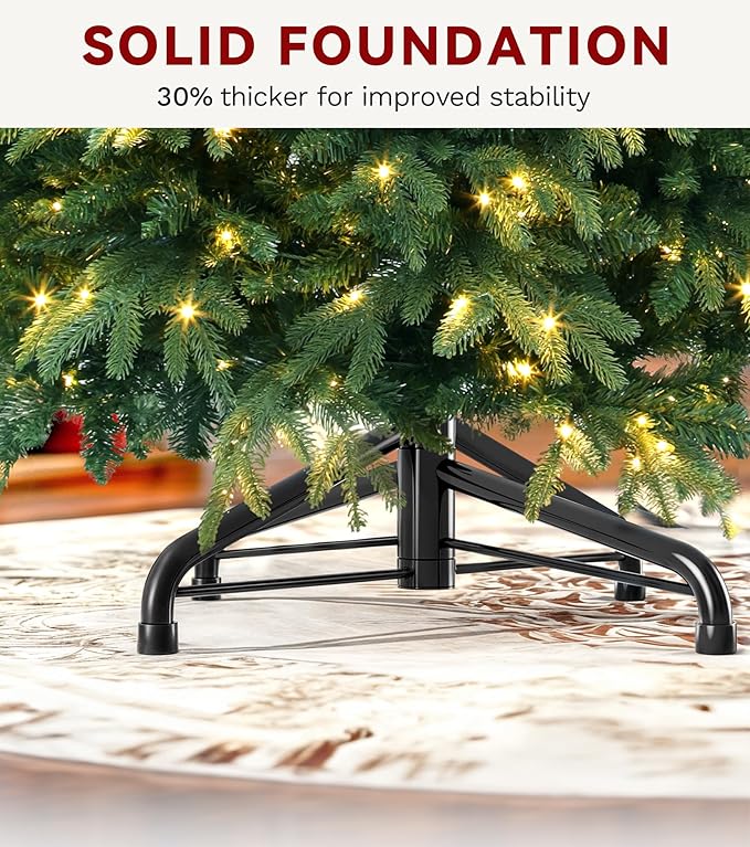 DWVO 6.5ft Pre-lit Artificial Christmas Tree with 1100 Mixed PE & PVC Branch Tips and 350 Lights, Green Christmas Tree, Fit for Home, Office, and Party Decoration