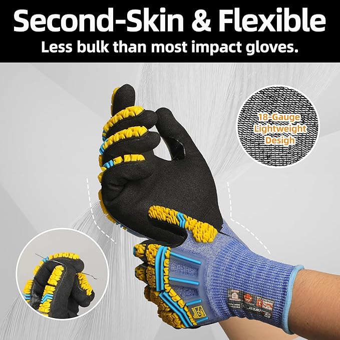 Schwer PRO-SKIN Impact Gloves with ANSI A4 Cut Reistant Protection, Flexible and Comfortable Work Gloves with Grip，Touchscreen, Used for Oil and Gas E&P，Mechanic, Construction, Non-PFAS, M, PM3900-T
