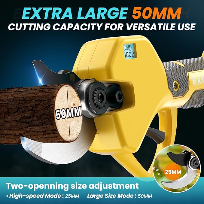 Electric Pruning Shears Cordless Pruner Shears Brushless 2.0 Inch Cutting Diameter with 2 * 2Ah Battery Pruning Shears Garden Tool for Tree Trimming Branch Cutter