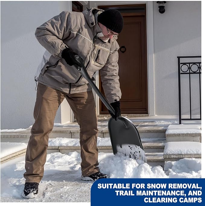 Frienda 3 Pieces Plastic Snow Shovel 43 x 14 Inches Heavy Duty Hygienic Shovel with D Shaped Grip Handle Large Durable Seamless Snow Scoop for Kitchen Gardening (Orange,Blue，Black)