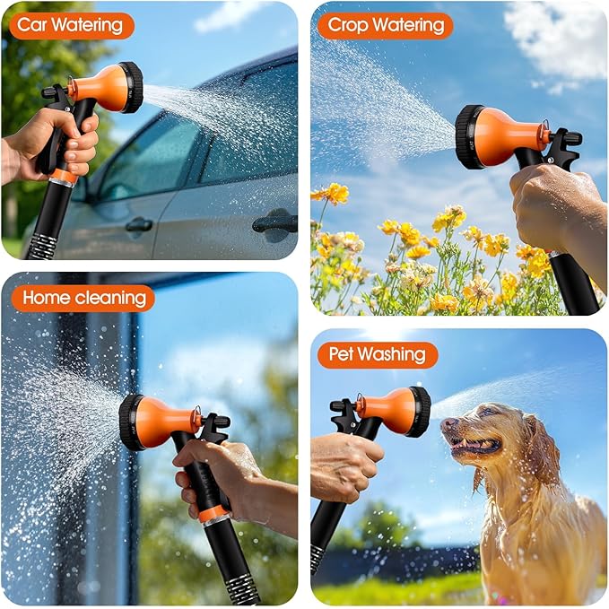 Garden Hose 50 FT, Flexible Metal Hose with 10 Function Nozzle, Kink Free, Lightweight, Durable, Crush Resistant Fitting, Easy to Coil, Puncture Proof Hose for Yard, Rv, 600 PSI 2025 New