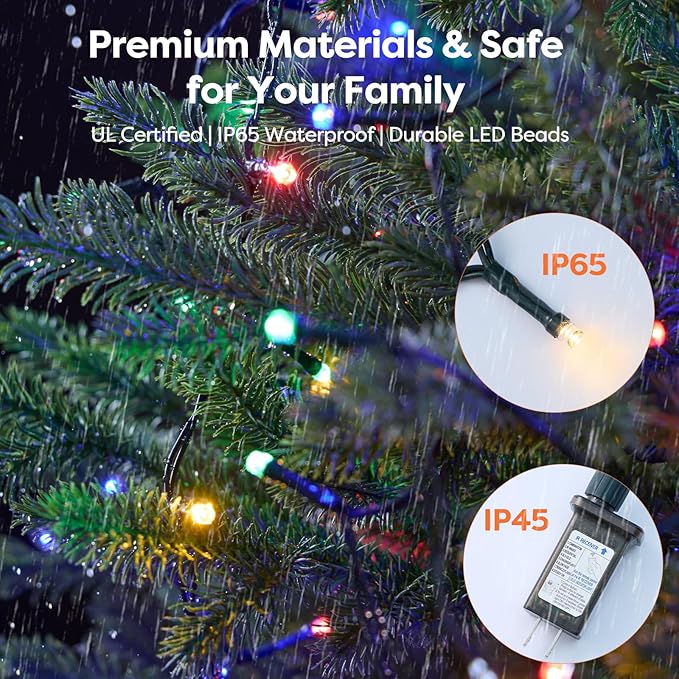 Christmas Tree Lights with Remote 400 LEDs Christmas Lights for Tree with 8 Lighting Modes, Timer and Memory Function, Indoor Outdoor String Lights for 6 ft-10 ft Xmas Tree Decorations(Multicolor)