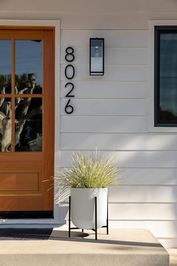 Veradek Mason Series Raised Lima Planter - Round Planter for Patio/Balcony | Plastic-Stone Composite w/Metal Plant Stand | Modern Décor for Plants