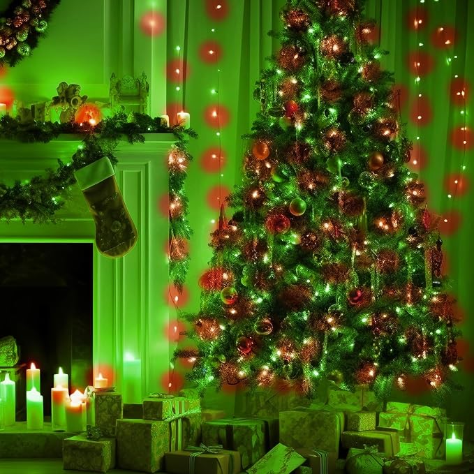 TW SHINE Red and Green Christmas Lights, 1000 LED 328FT Christmas Tree Lights Plug in with 8 Modes, Remote Waterproof Xmas String Lights Outdoor Indoor Decorations for House Yard Decor, ‎HB-500CO