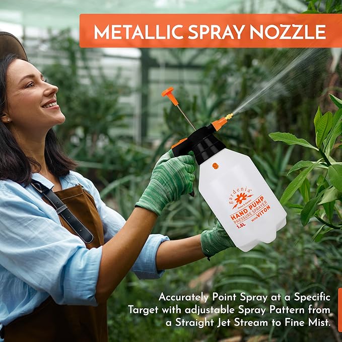 Handheld Pumping Sprayer Viton Seals Sprayers in Lawn and Garden, Spray Bottles for Cleaning Chemical Sprayer Continuous Spray Bottle for Plants 1.5L Plus (0.4 Gal/51oz)