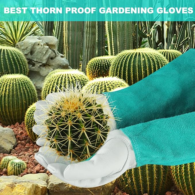 Long Gardening-Gloves Women/Men - Thorn proof Rose Pruning Heavy Duty Gauntlet (X-Small, Green)