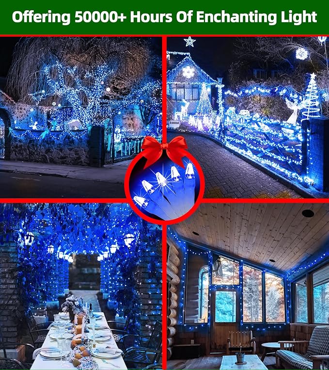 750 LED 246FT Christmas Lights Outdoor, Super Long Waterproof Christmas String Lights with 8 Modes, Christmastree Lights with Timer Memory for Fence Garden Xmas Wedding Party Decor Blue